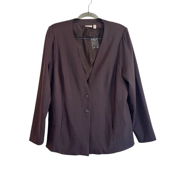 LOGO by Lori Goldstein Stylist Ponte Puff Sleeve Jacket Blazer Size XL NWOT - Picture 1 of 8